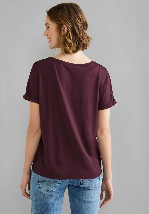 STREET ONE T-Shirt in Unifarbe Damen - Style Crista - Tamed Berry | STREET  ONE Online-Shop