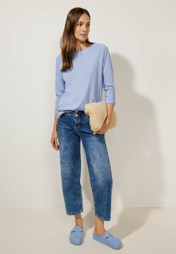 gerafftem STREET - STREET Blue ONE Style Mina - Arm mit Shirt Mid Damen Online-Shop Sunny | ONE