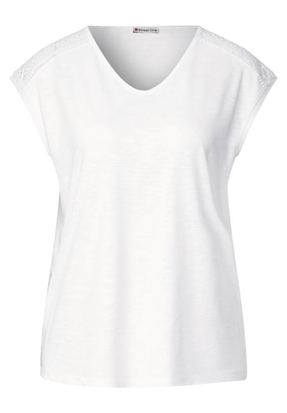 STREET ONE Shirt mit Spitzenschultern Damen - White | STREET ONE Online-Shop