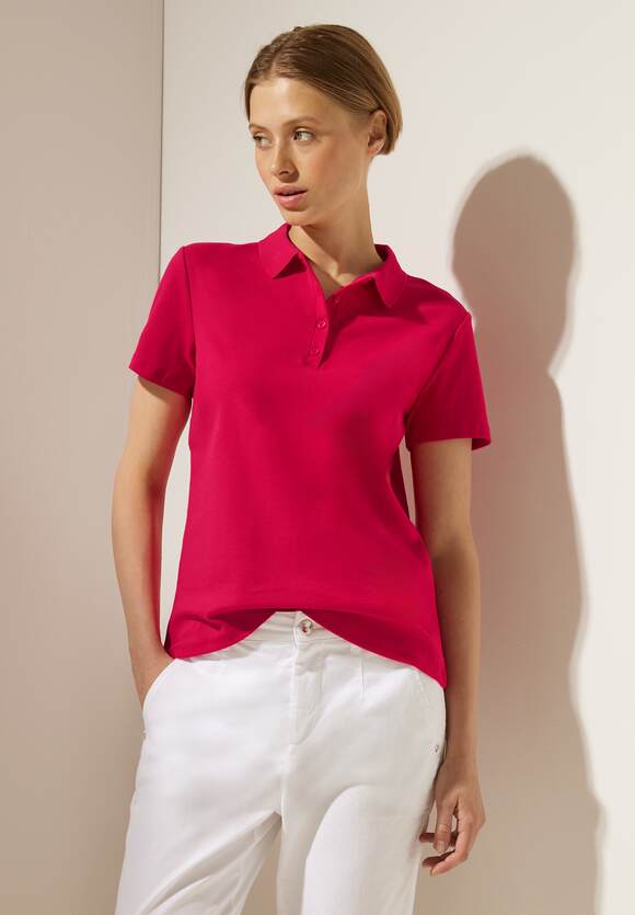 STREET ONE Poloshirt in Damen Fiesta Red STREET Online-Shop ONE Unifarbe - 