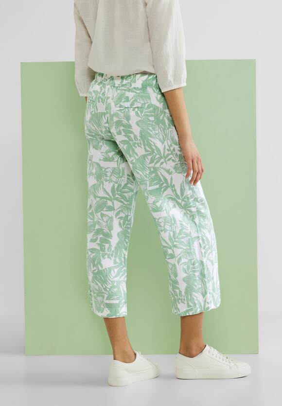 Fit | Style Soft STREET - Damen - Emee Online-Shop ONE ONE Green Loose STREET Leafy Leinenhose