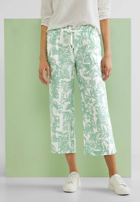 | Emee Leafy Green Loose Style Online-Shop Soft ONE STREET Fit Damen Leinenhose ONE - - STREET