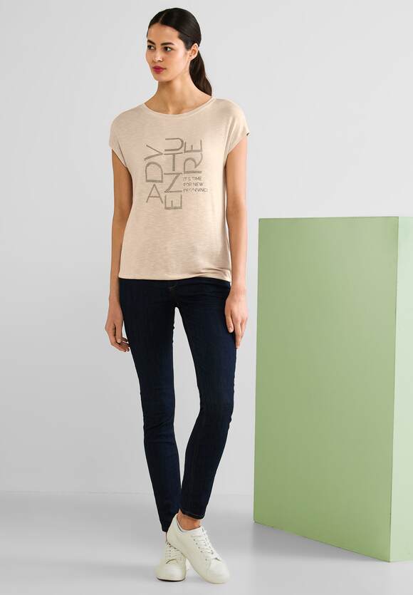 Melange T-Shirt Online-Shop Sand | STREET Light ONE mit ONE Smooth STREET Damen - Steinchenwording