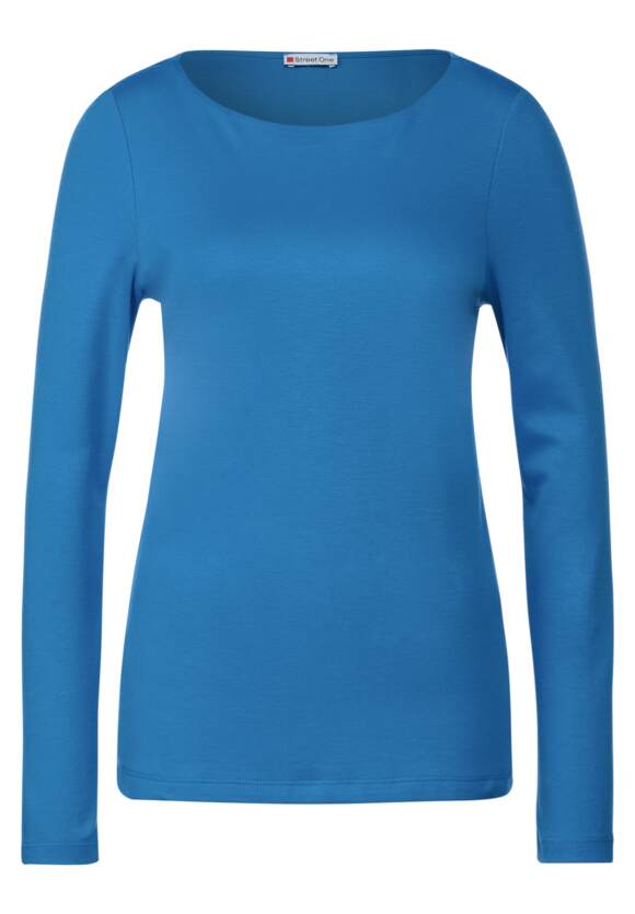 STREET ONE Basic Langarmshirt Damen - Style Lanea - Frozen Sea Blue | STREET  ONE Online-Shop