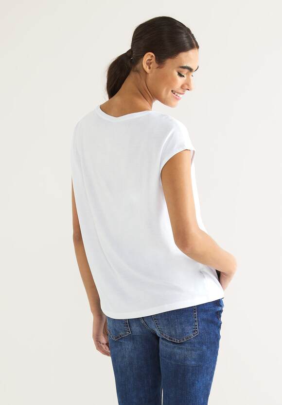 STREET ONE Partprint T-Shirt Damen - White | STREET ONE Online-Shop