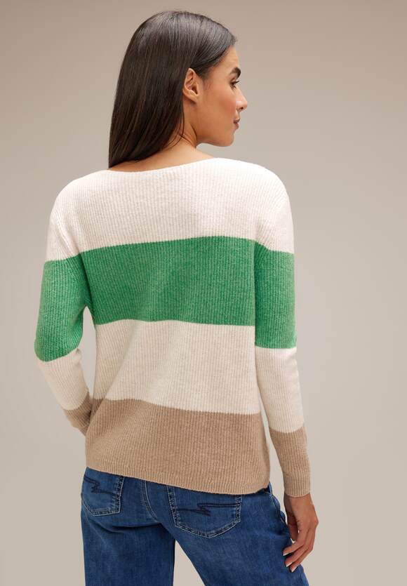 ONE Melange STREET Gentle Damen Pullover | Blockstreifen - Fresh Green ONE Online-Shop STREET