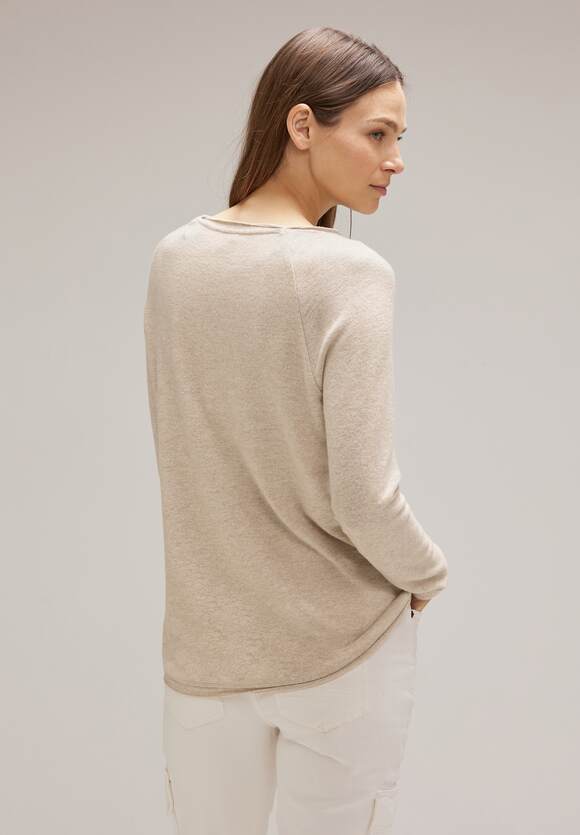 STREET ONE Softes Melange Langarmshirt Damen - Style Mina - Light Bleached  Sand Melang | STREET ONE Online-Shop