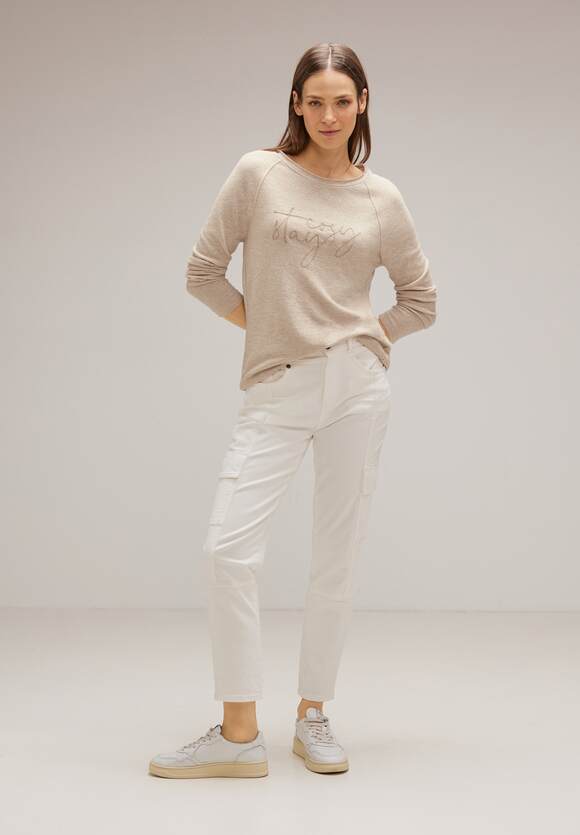 Sand ONE STREET Bleached Style Melang Mina ONE - STREET - Damen Softes Online-Shop Melange Langarmshirt | Light