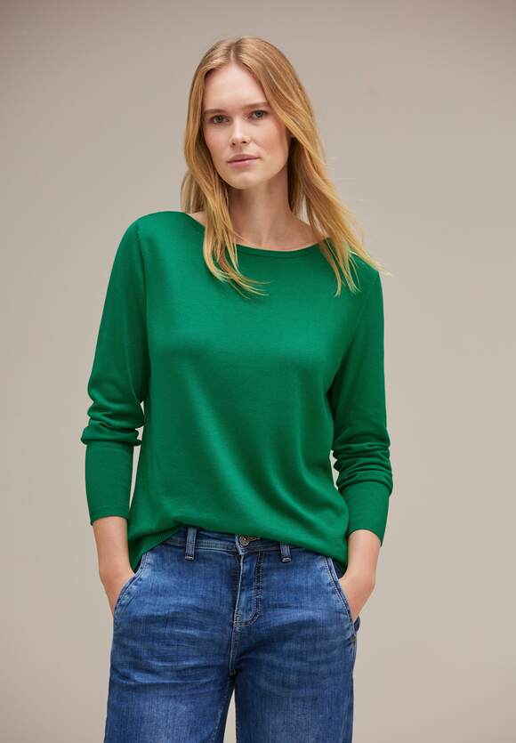 Noreen STREET - Spring U-Boot Style ONE Pullover - Damen Ausschnitt Green Online-Shop Fresh ONE STREET |