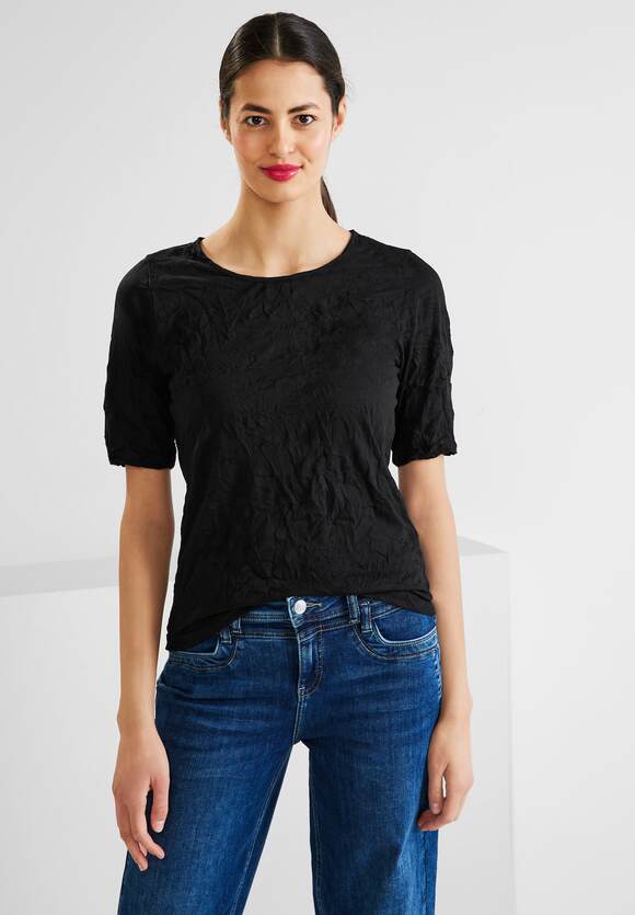 STREET ONE T-Shirt in Crash Optik Damen - Black | STREET ONE Online-Shop