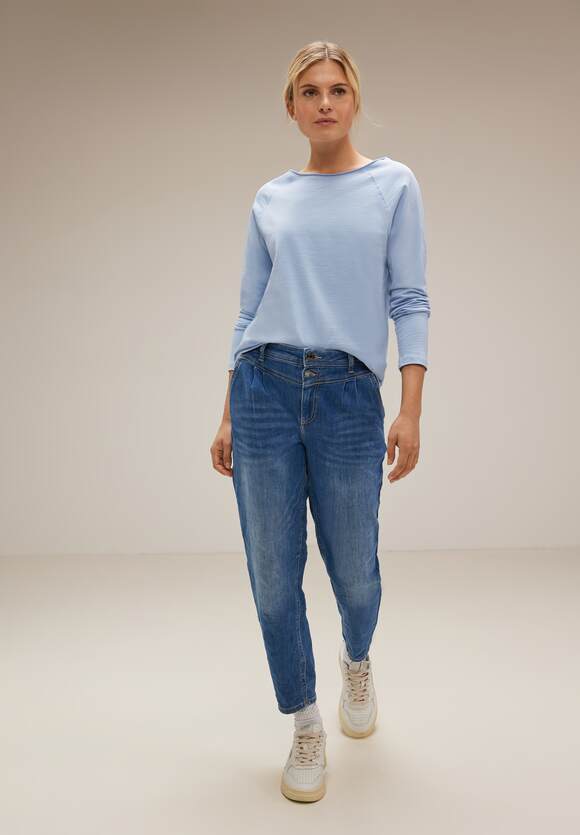 STREET ONE Basic Langarmshirt | Style Sunny Damen - ONE Mina STREET Mid Blue - Online-Shop
