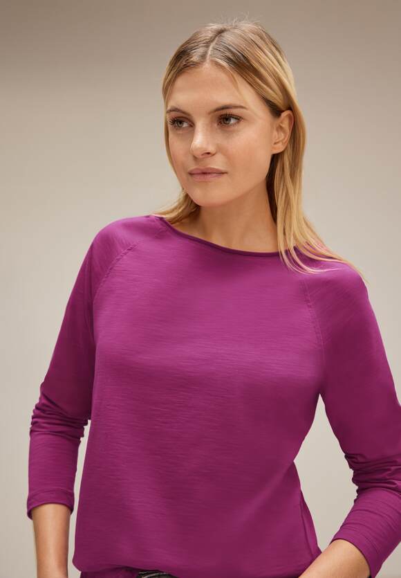 STREET ONE Basic Langarmshirt Damen - Style Mina - Magenta Pink | STREET  ONE Online-Shop