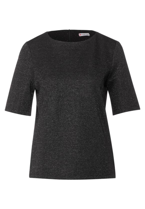 STREET ONE Glänzendes Kurzarmshirt Damen - Black | STREET ONE Online-Shop