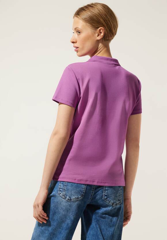 STREET ONE Unifarbenes Poloshirt Damen - Meta Lilac | STREET ONE Online-Shop