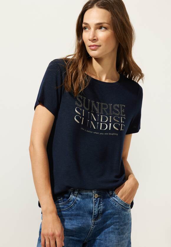 STREET ONE T-Shirt mit Damen - ONE | Online-Shop Wordingprint STREET Blue Deep