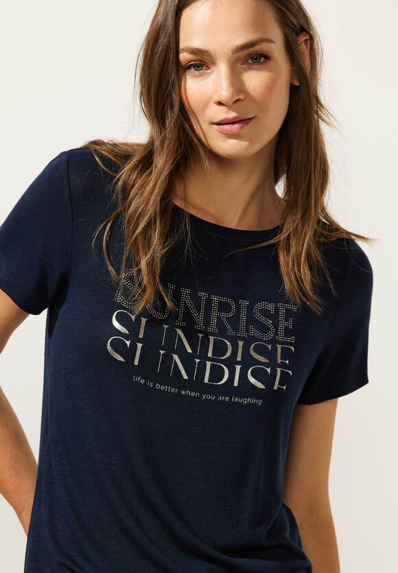 STREET ONE T-Shirt mit Wordingprint Deep Blue STREET ONE | Online-Shop - Damen