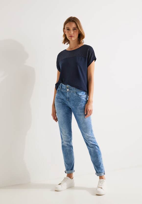 STREET ONE T-Shirt mit Deep - Style Damen Spitzendetails Online-Shop ONE | Vianna - STREET Blue