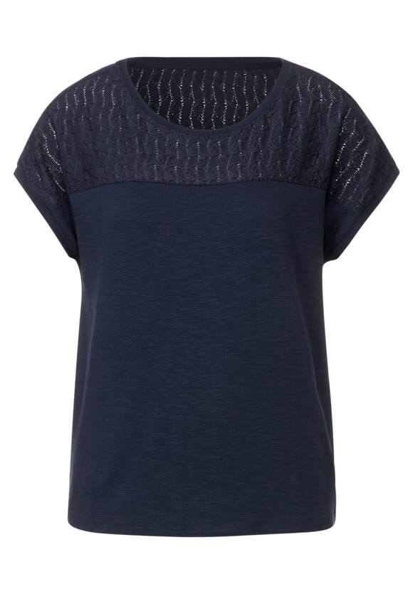 STREET ONE T-Shirt mit ONE Spitzendetails | - STREET Online-Shop Vianna Style - Blue Deep Damen