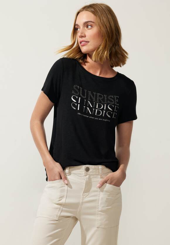 ONE - ONE STREET Damen Spitzen STREET Print | Vianna - Style T-Shirt Online-Shop Black