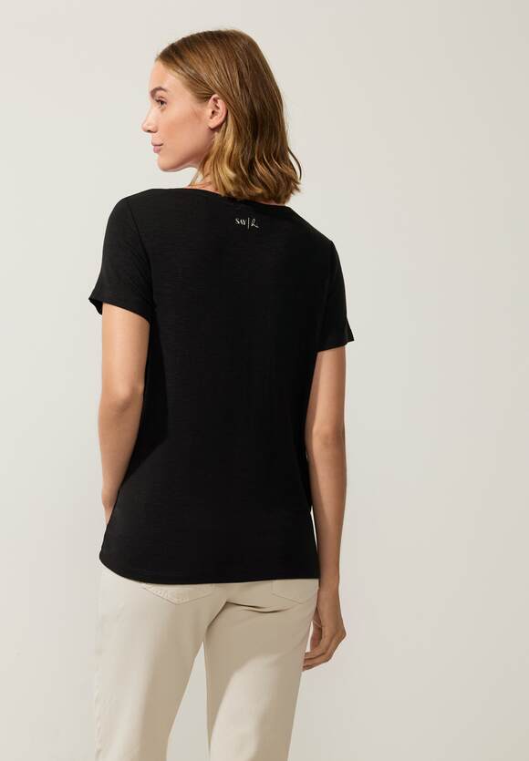 Online-Shop ONE STREET Wordingprint - Damen Black STREET T-Shirt ONE mit |