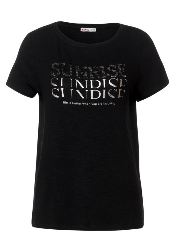 STREET ONE T-Shirt mit Wordingprint Damen - Black | STREET ONE Online-Shop