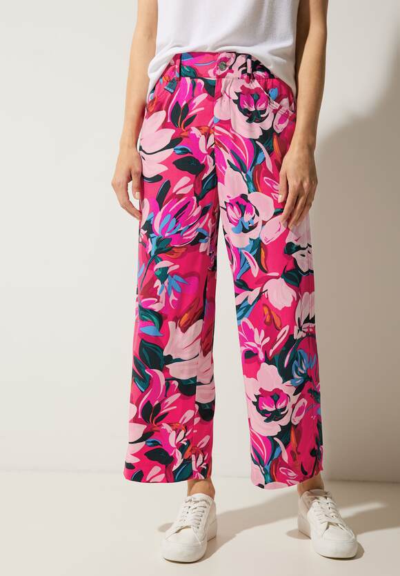 STREET ONE Viskose Casual Fit 7/8 Hose Damen - Style Wideleg - Berry Rose | STREET  ONE Online-Shop