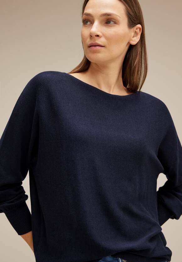in Noreen Online-Shop | ONE - Style - Blue Pullover Damen STREET Unifarbe STREET Deep ONE