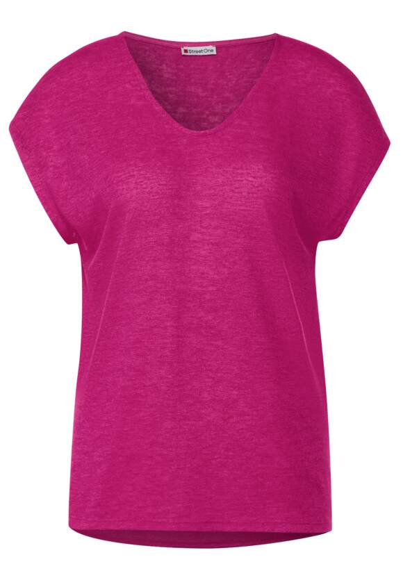 STREET ONE Basicshirt in Pink STREET Online-Shop Damen | Oasis Leinenlook ONE 