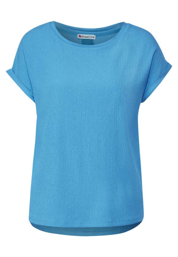 STREET ONE Strukturmix T-Shirt Damen - Splash Blue | STREET ONE Online-Shop