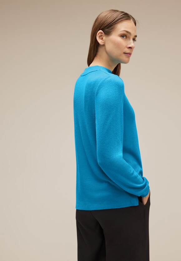 Damen Stehkragen ONE STREET | Aquamarine ONE - Online-Shop STREET Cosy Blue Shirt mit