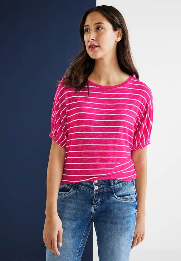 STREET ONE T-Shirt | Pink - STREET ONE Leinenlook in Online-Shop Oasis Damen