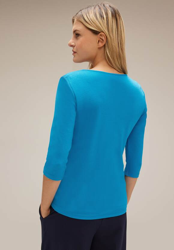 STREET ONE Shirt in Unifarbe Damen - Style Pania - Aquamarine Blue | STREET  ONE Online-Shop