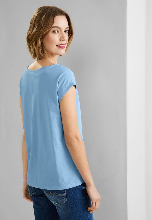 STREET ONE T-shirt met partprint Dames - Light Splash Blue | STREET ONE  Online-Shop