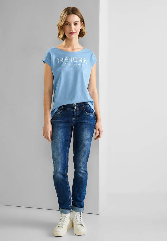 STREET ONE T-shirt met partprint Blue Light - Dames STREET | ONE Online-Shop Splash