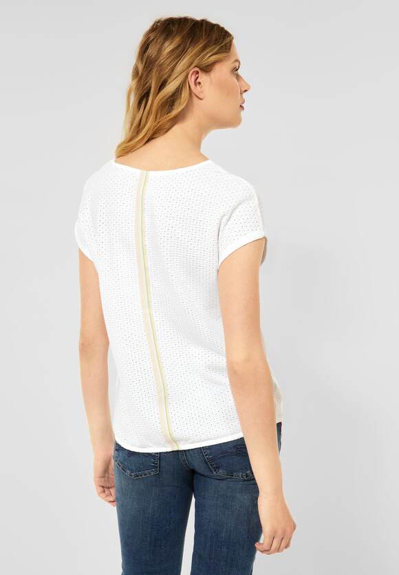 STREET ONE T-Shirt in Struktur Optik Damen - White | STREET ONE Online-Shop