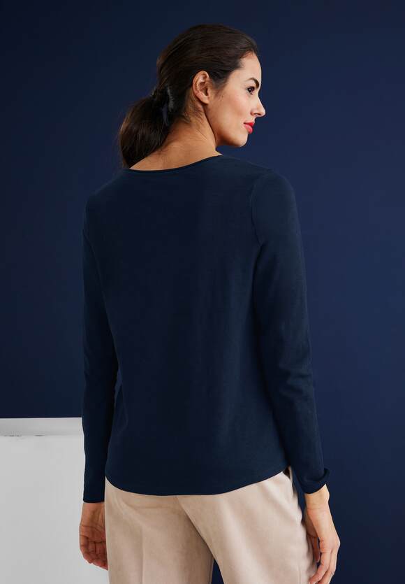 STREET ONE Basic Style Damen Mina - Langarmshirt ONE Deep - Blue | Online-Shop STREET