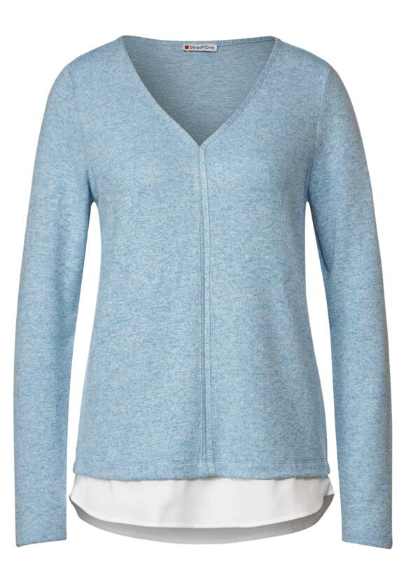 Look in ONE Online-Shop | STREET Blue Damen Shirt ONE - Light Cosy Aquamarine Mel. 2in1 STREET