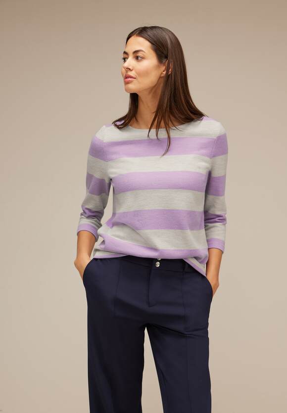 STREET ONE Cosy Streifenshirt Damen Online-Shop - | Melange Soft STREET ONE Pure Lilac