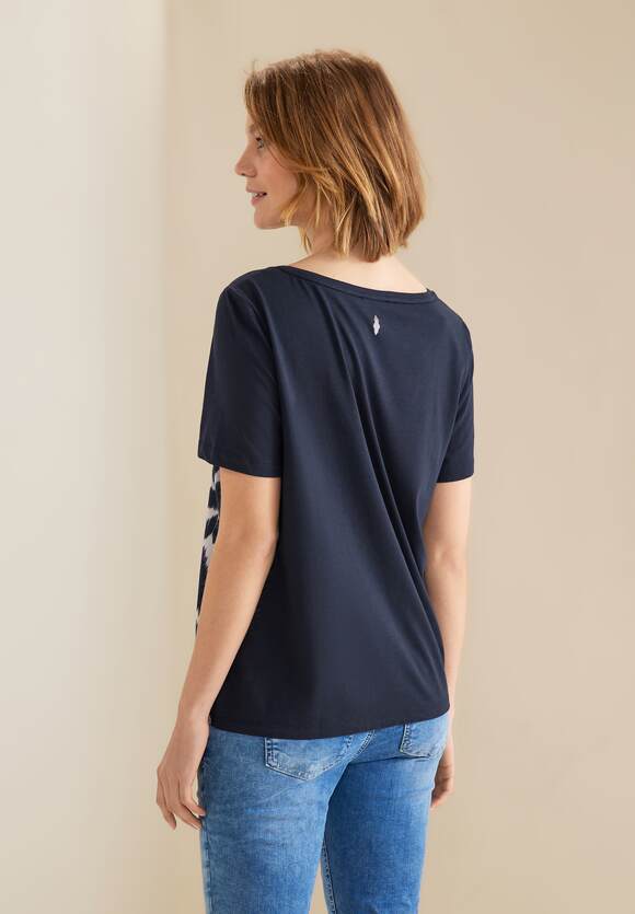 STREET ONE T-Shirt im Materialmix Damen - Deep Blue | STREET ONE Online-Shop