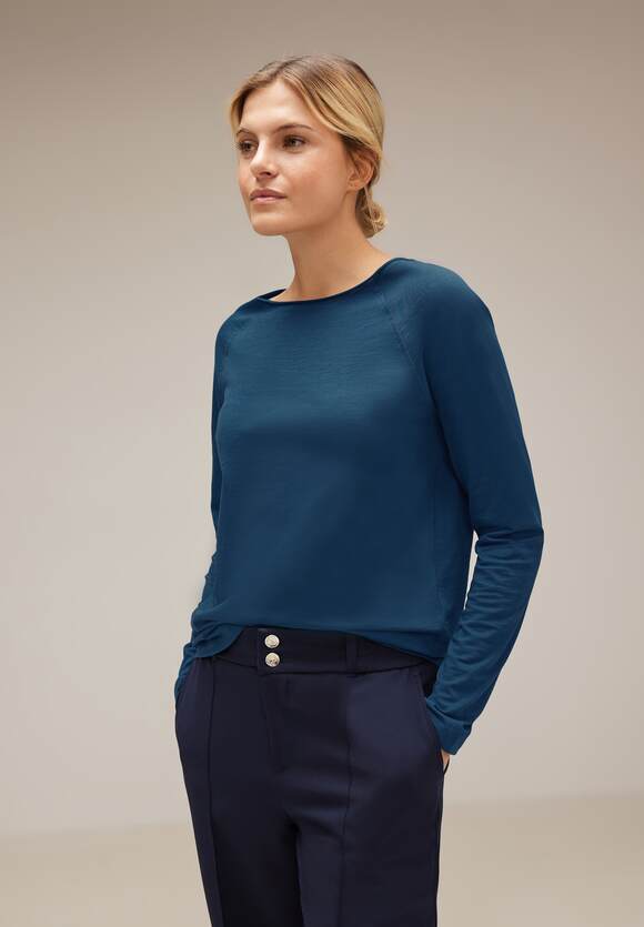ONE Melange Style Langarmshirt Damen Melange ONE - STREET | Fresh STREET Mina Green Softes - Gentle Online-Shop