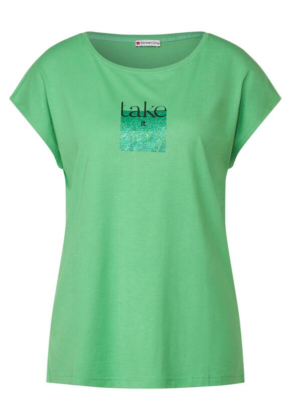 STREET ONE Basicshirt mit Wordingprint Damen - Fresh Gentle Green | STREET  ONE Online-Shop