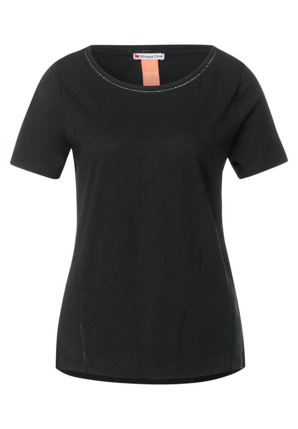 Häkel Online-Shop ONE | ONE Black T-Shirt mit - Tapedetail STREET Damen STREET