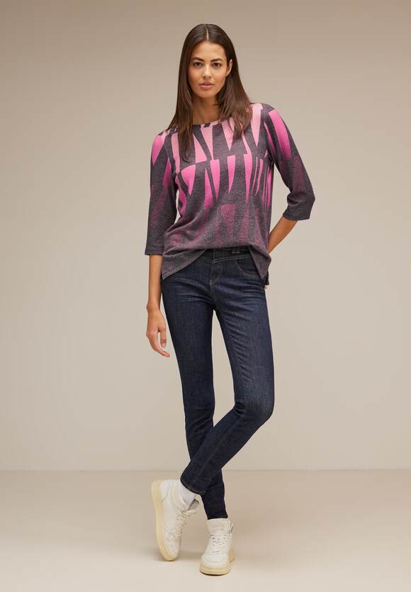 STREET ONE Shirt Muster Online-Shop ONE Purple - | Damen grafischem mit STREET Brown