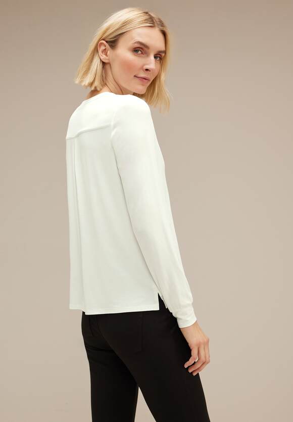 Off | ONE Damen White Langarmshirt - ONE STREET Chiffon STREET Online-Shop