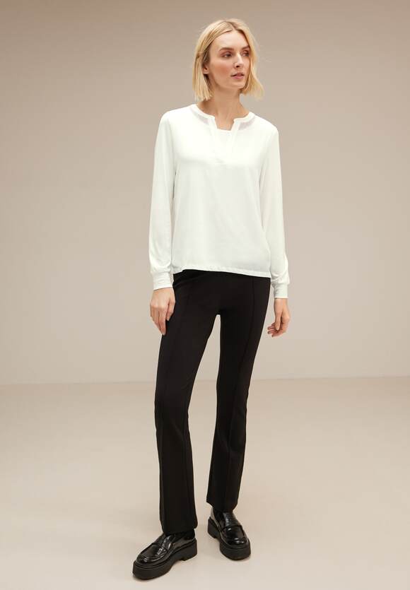 STREET ONE Chiffon Langarmshirt Damen - Off White | STREET ONE Online-Shop