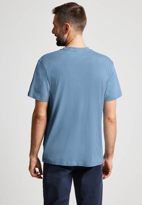 STREET ONE Online-Shop ONE Smoky T-Shirt MEN STREET | - Herren Blue Print Slub