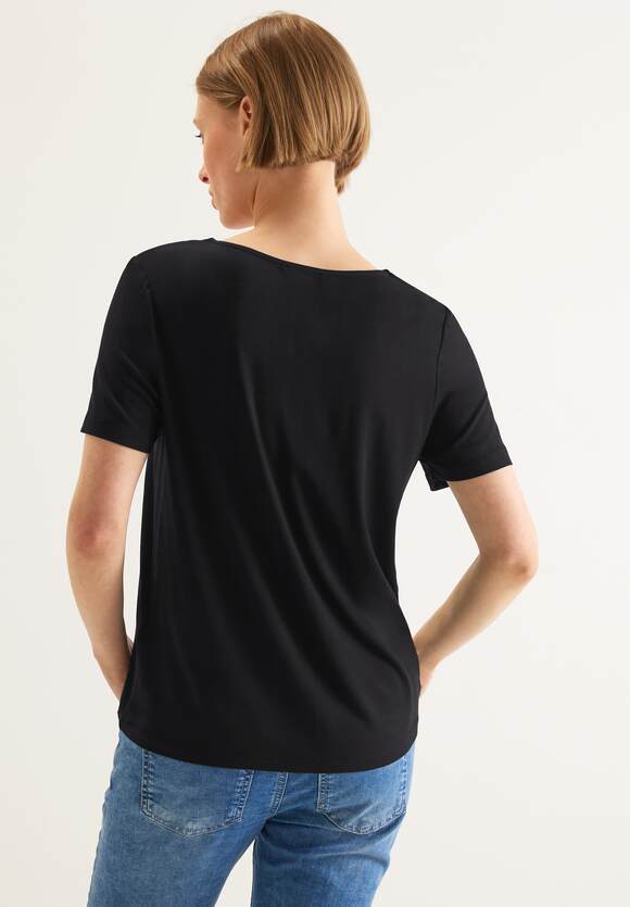 STREET ONE Damen STREET ONE Online-Shop Black - mit Tapedetail T-Shirt 