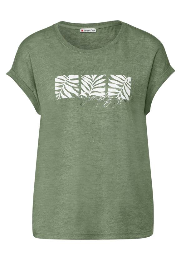 STREET ONE Partprint T-Shirt Damen - Leafy Green | STREET ONE Online-Shop