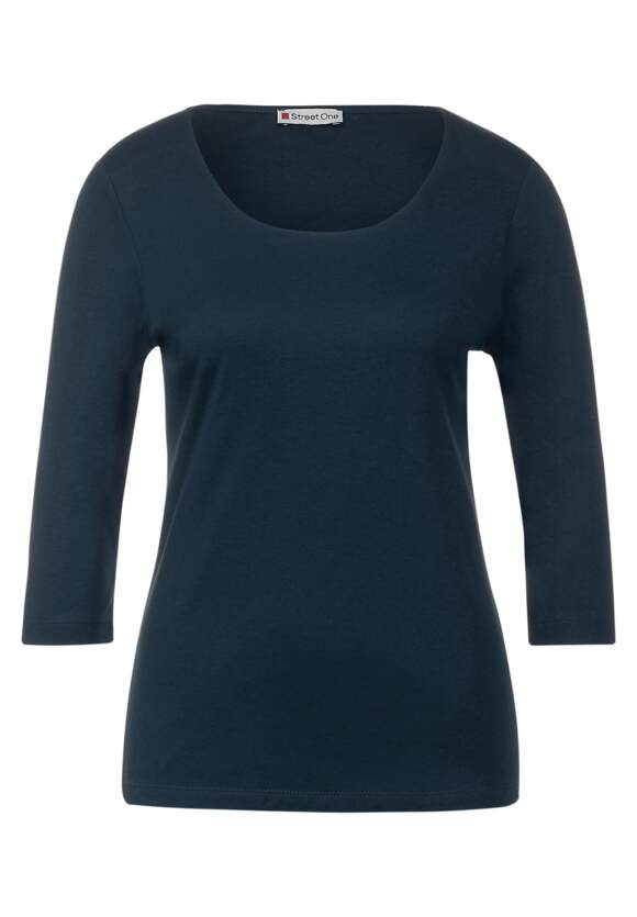 STREET ONE Shirt in Unifarbe Damen - Style Pania - Deep Teal Blue | STREET  ONE Online-Shop