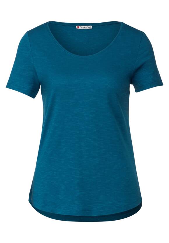 STREET ONE T-Shirt mit V-Ausschnitt Damen - Style Gerda - Deep Splash Blue  | STREET ONE Online-Shop